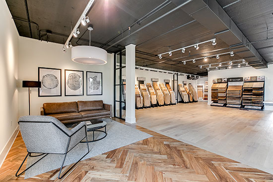 unique wood showroom with hallmark