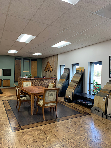 Advanced Wood Floors Showroom featuring Hallmark Floors hardwood display