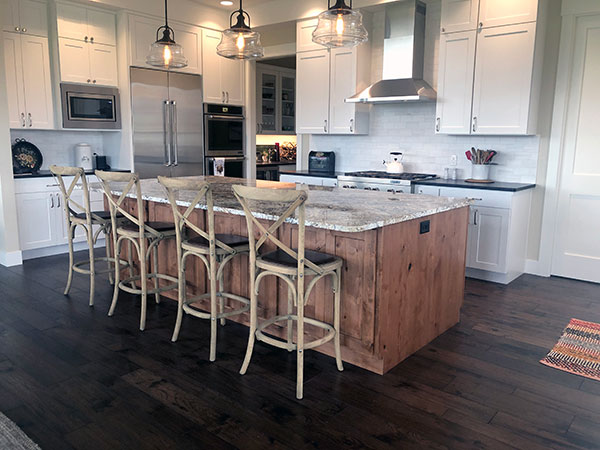 Modern farm house home. Gaucho hickory hardwood flooring from the Monterey collection. Floors installed by Carpet Brokers in Missoula, MT.
